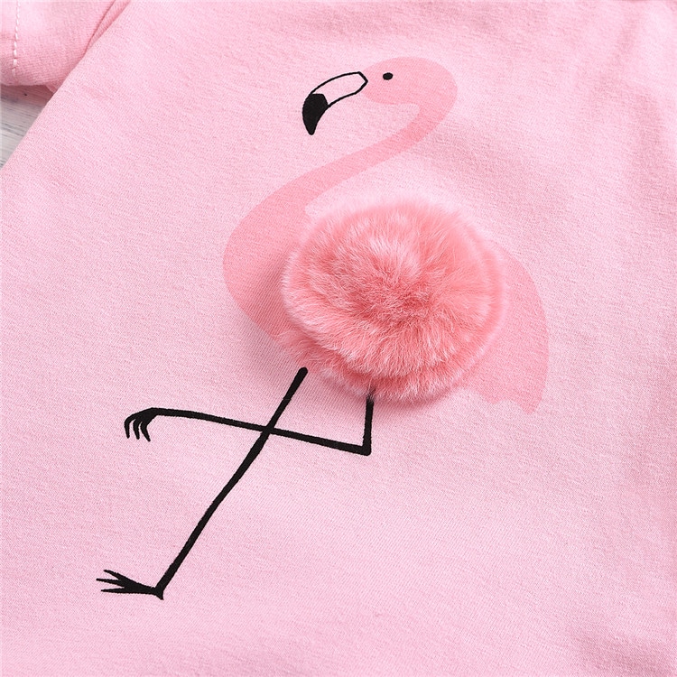set fustita fetite flamingo si tricou roz
