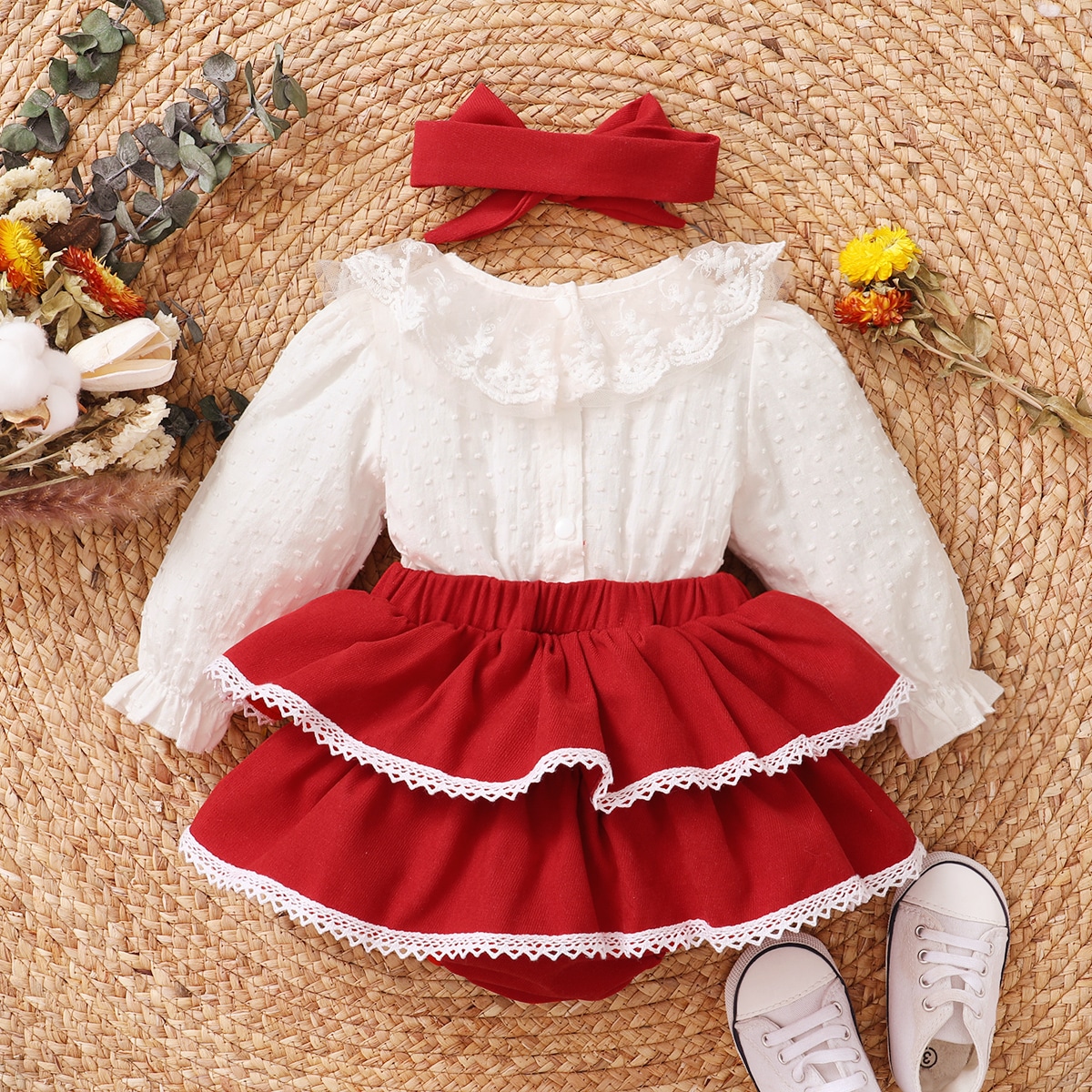 salute regulate Thorough Costum Bebeluș Cu Dantelă Albă✔️ Nannie