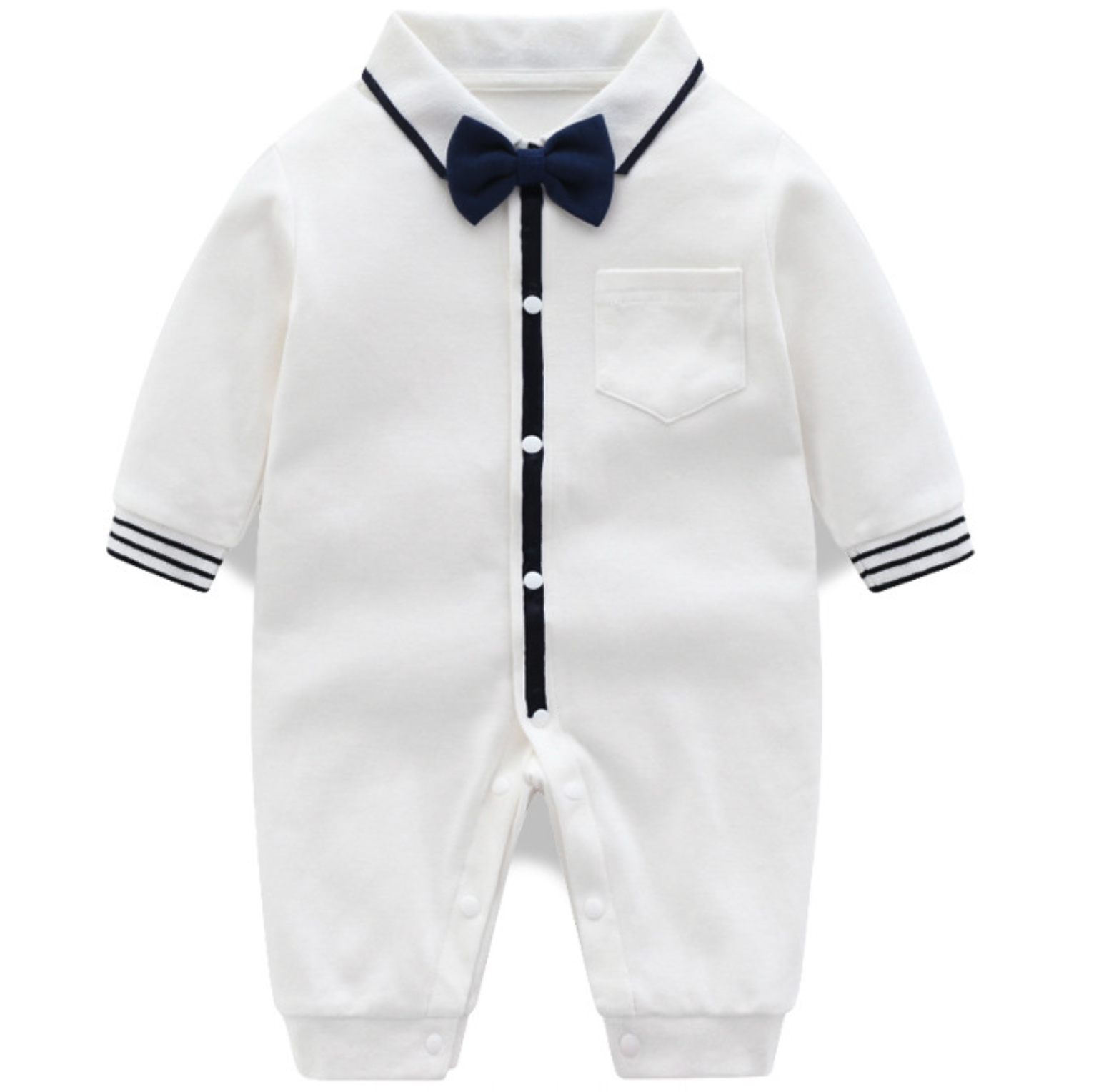 Salopeta Alba Baieti Cu Papion Antonio