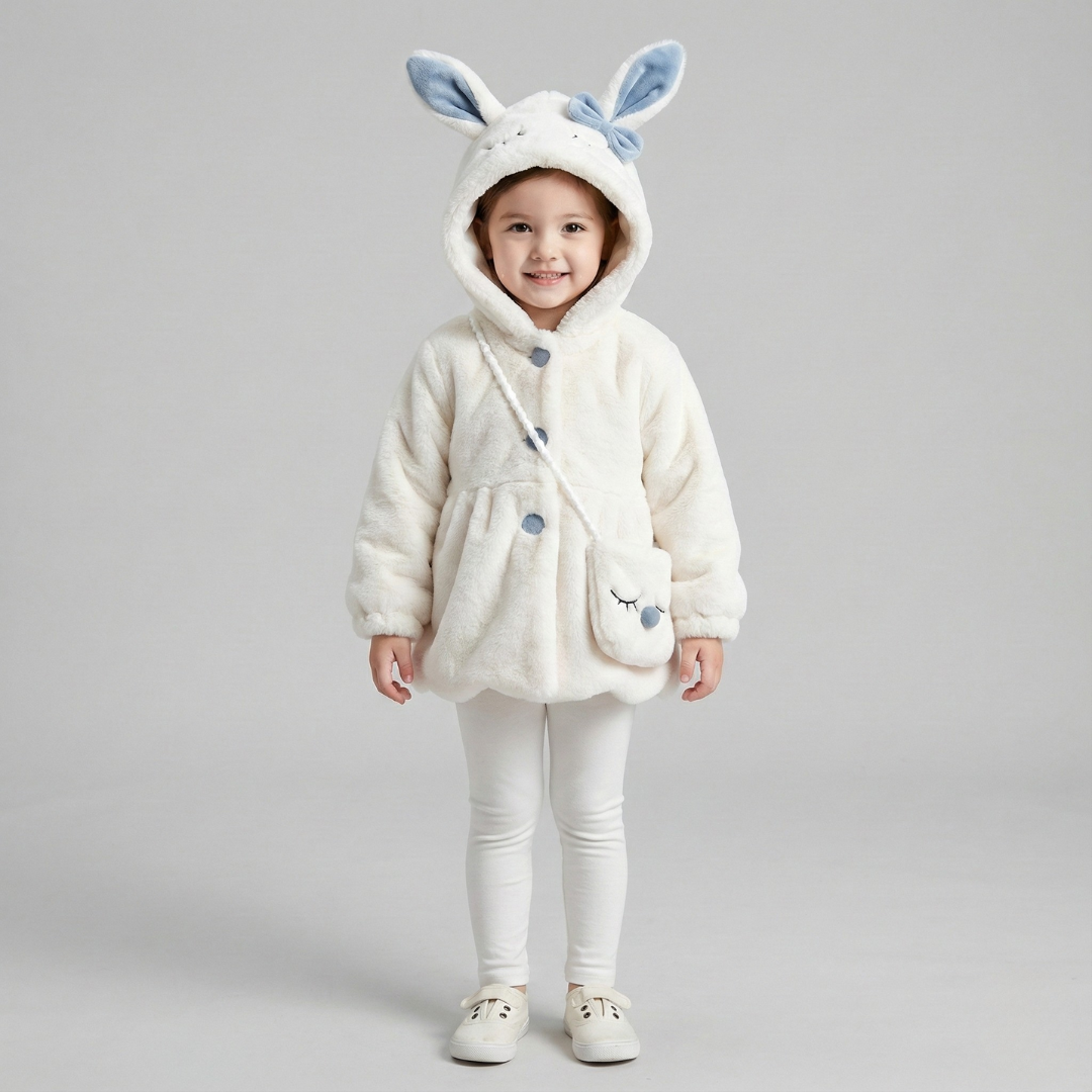 Geaca Din Blana Alba Cu Poseta Sonia