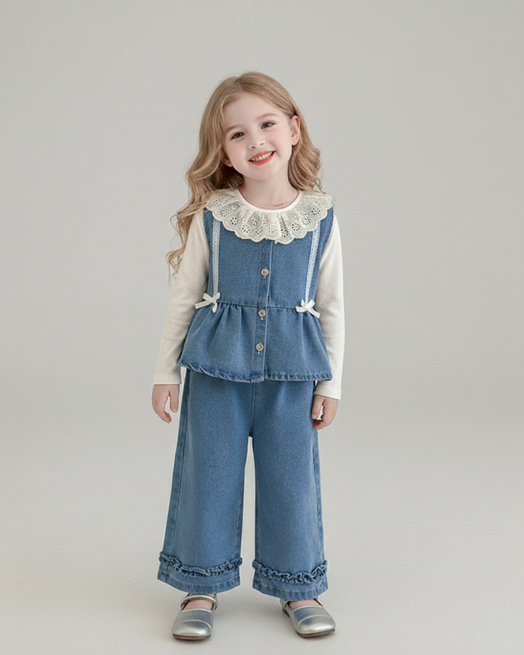 Compleu 3 Piese Albastru Fetite Aniela