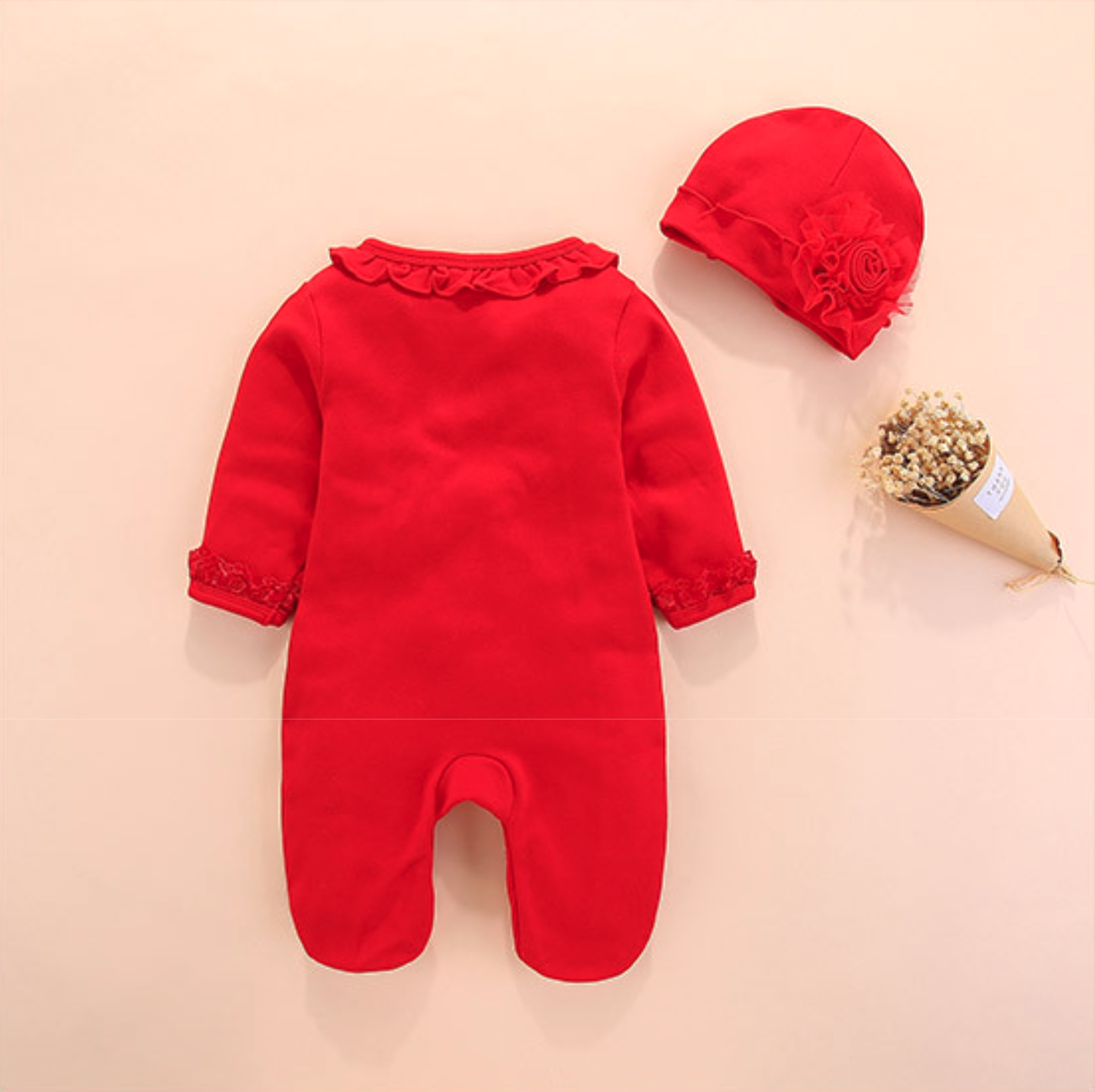 Salopeta Rosie Fetite cu Caciulita Maria