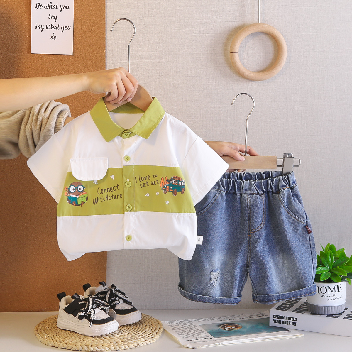 Compleu 2 Piese Băieți Cămașă și Denim Abel