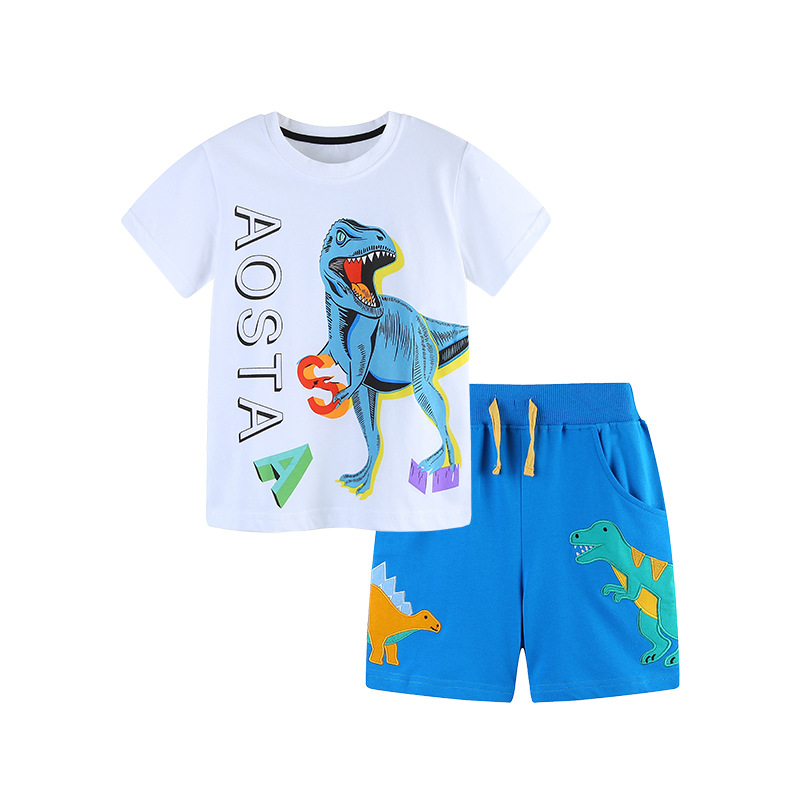 Compleu 2 Piese Băieți Tricou Alb și Pantaloni Albaștri Axel