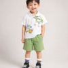 Compleu 2 Piese Băieți Tricou Alb și Pantaloni Scurți Carol