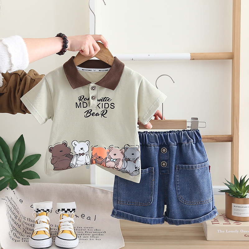 Compleu 2 Piese Băieți Tricou și Pantaloni Denim Sergiu