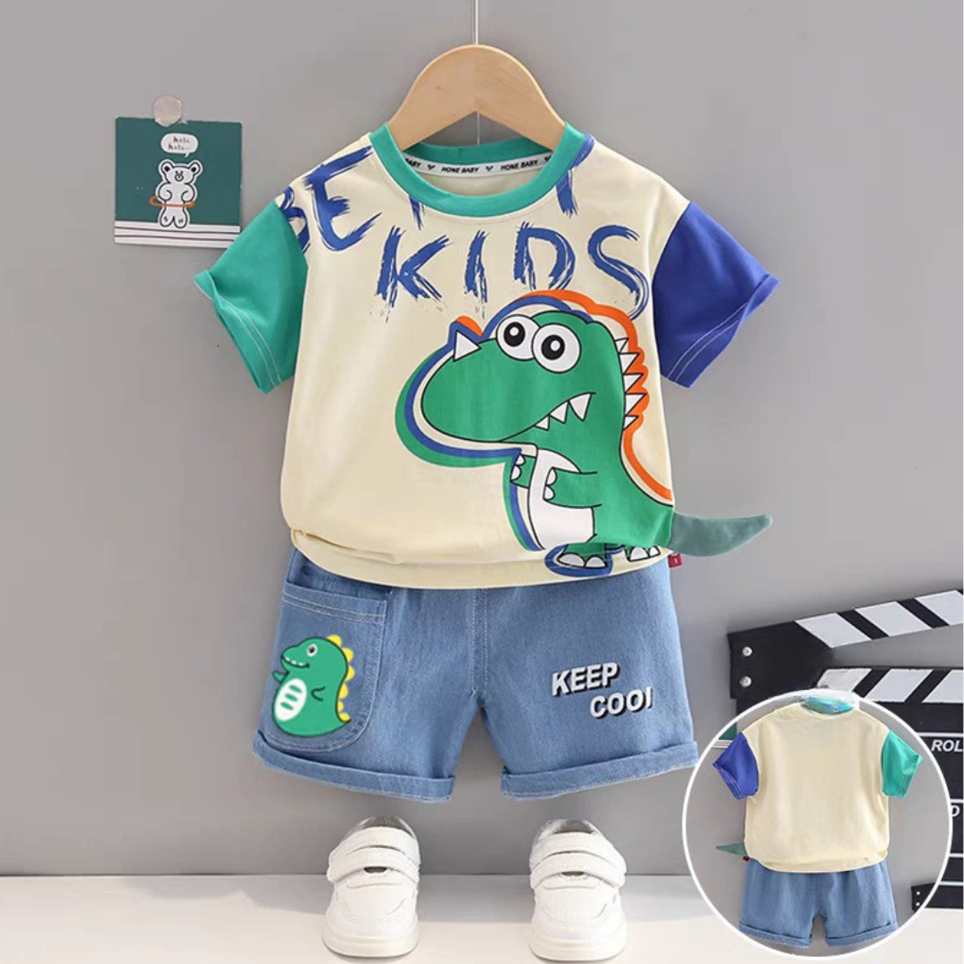 Compleu 2 Piese Băieți cu Dinozaur 3D Rex