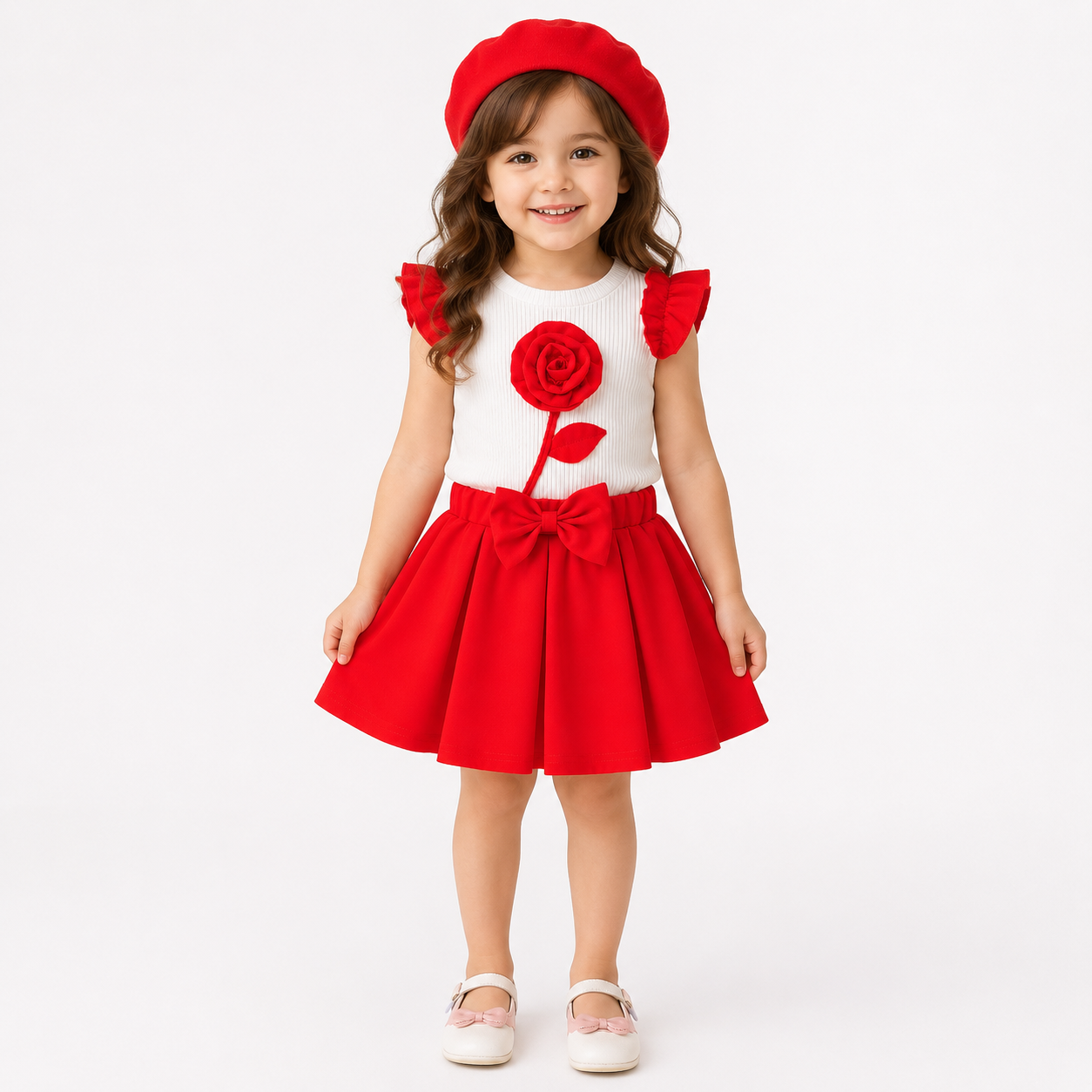 Compleu 3 Piese Rosu Fetite Iulia (4)
