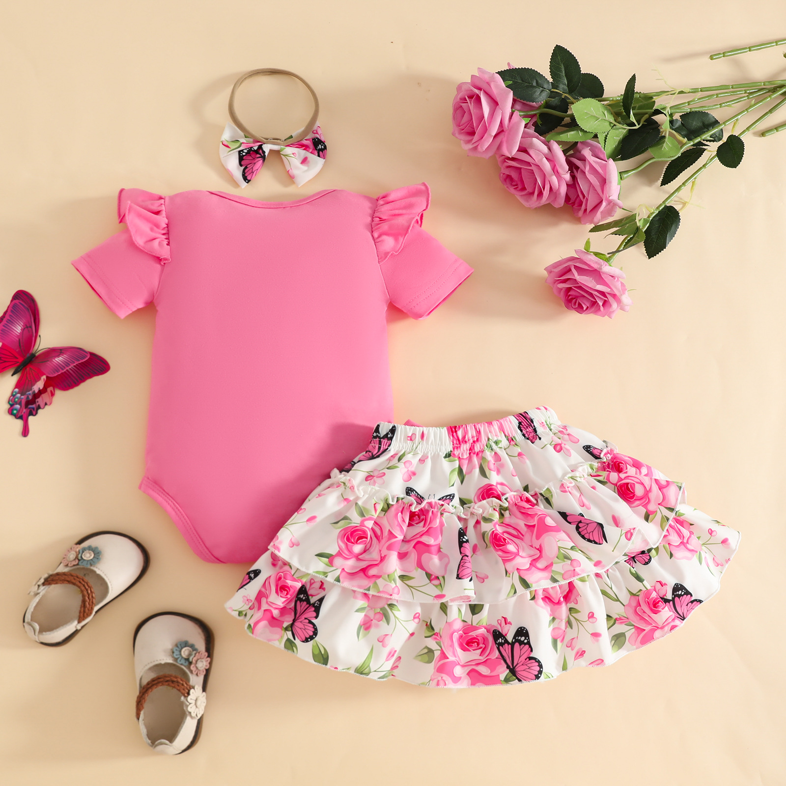 Compleu Fetițe Roz 3 Piese Little Rose Tatiana1