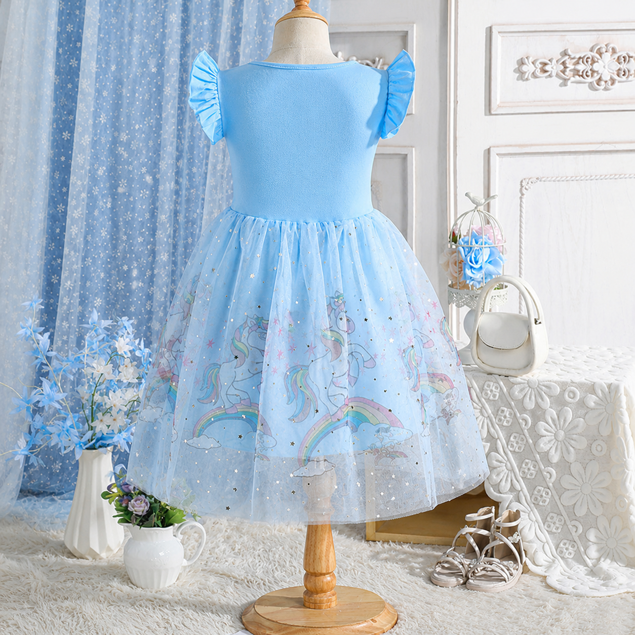 Rochie Albastră Fetite cu Unicorni Beatrice