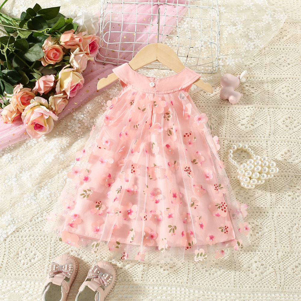 Rochie Roz Fetite cu Floricele Valeria
