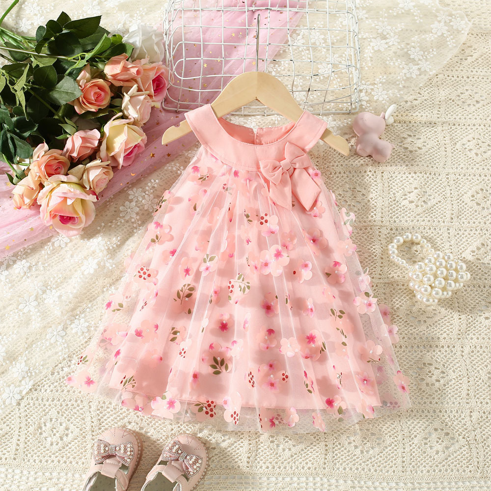 Rochie Roz Fetite cu Floricele Valeria