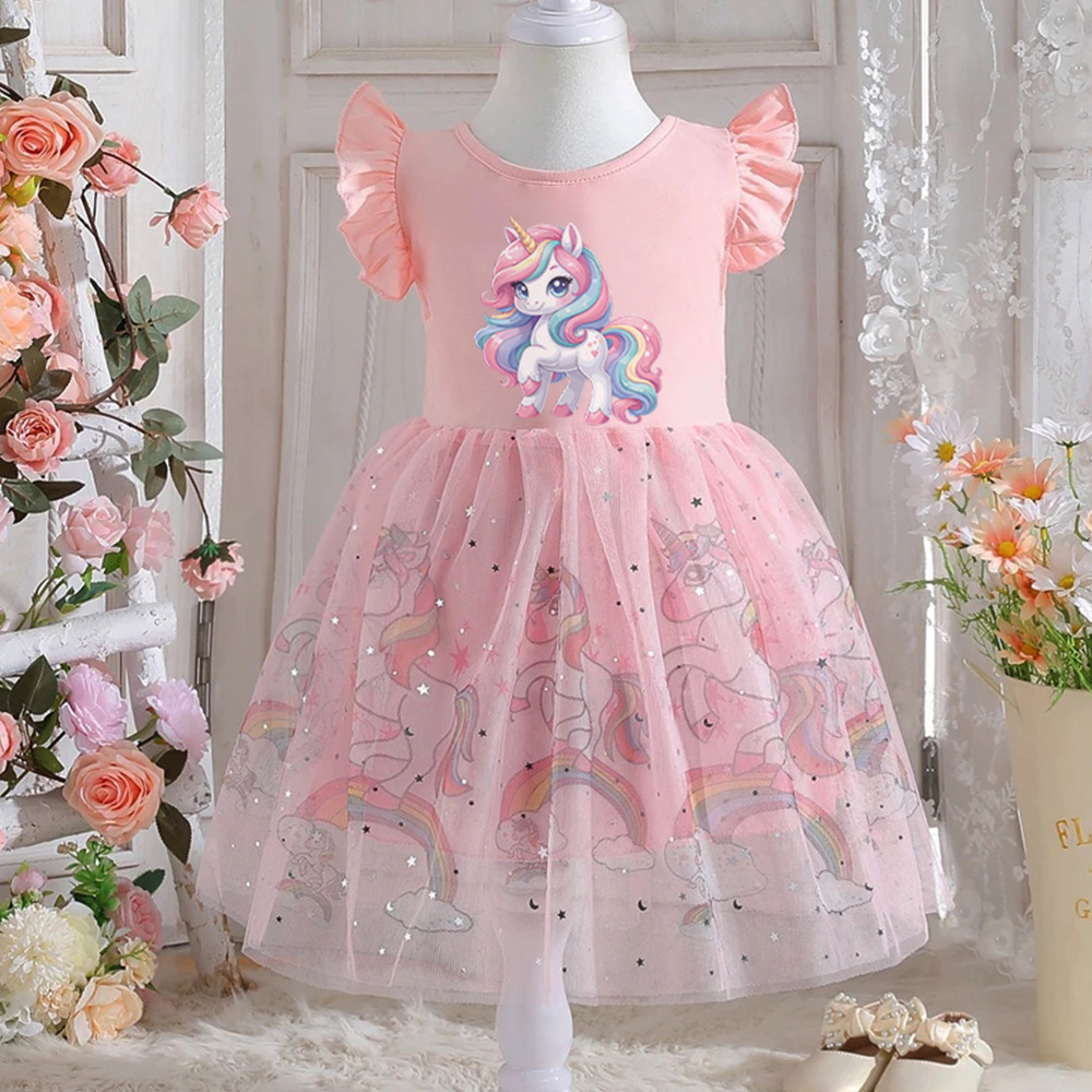 Rochie Roz Fetite cu Unicorni Beatrice