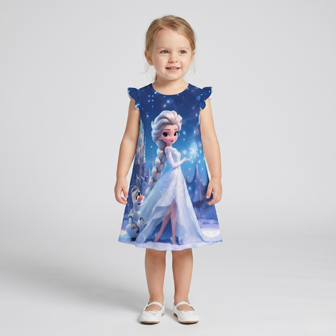 Rochiță Albastra Fetite Prințesa Elsa - 5-6 ani