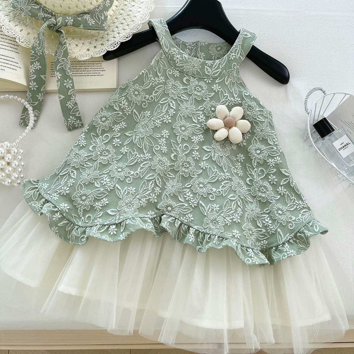 Rochita Fetite Verde cu Tulle Amalia - 3-4 ani