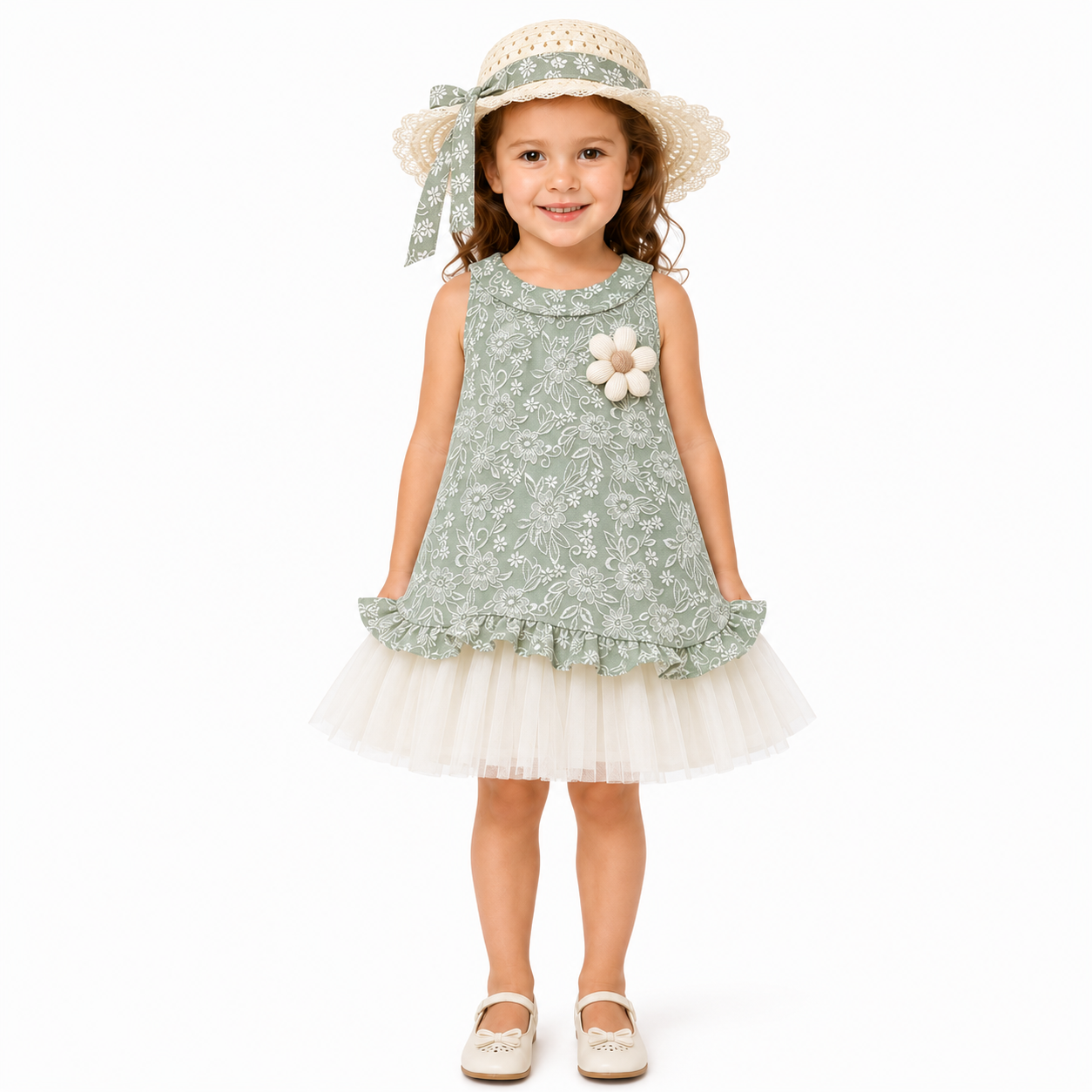 Rochita Fetite Verde cu Tulle Amalia