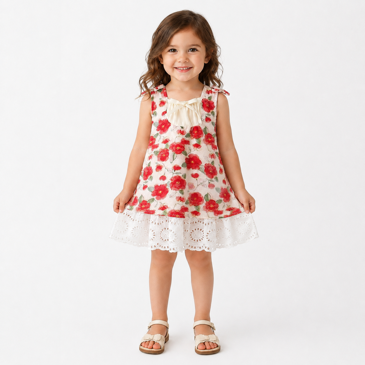 Rochiță Fetițe cu Pălărie Roșie cu Trandafiri Miriam