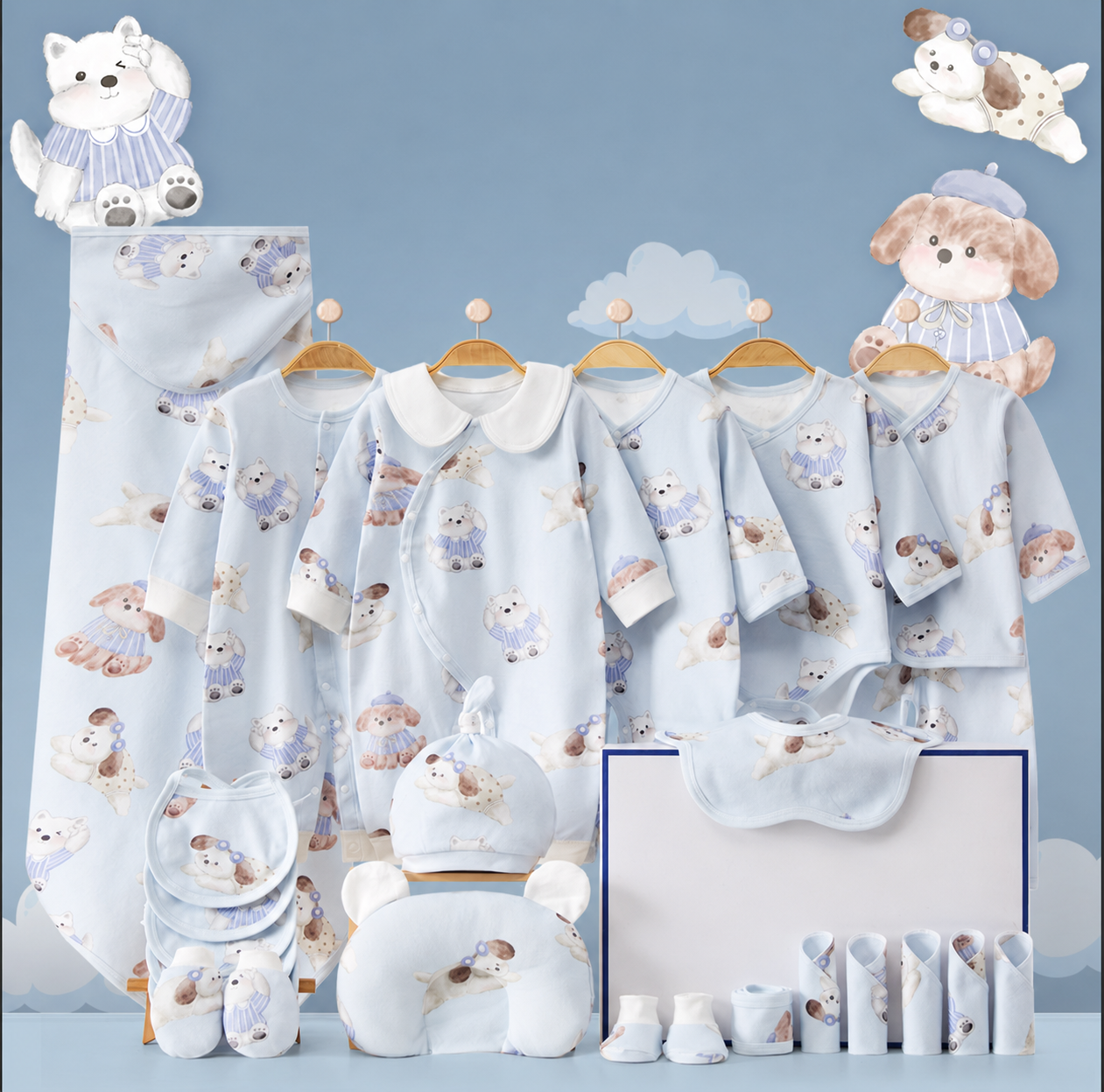 Hăinuțe Cadou Bebe Set Albastru 22 Piese Angel